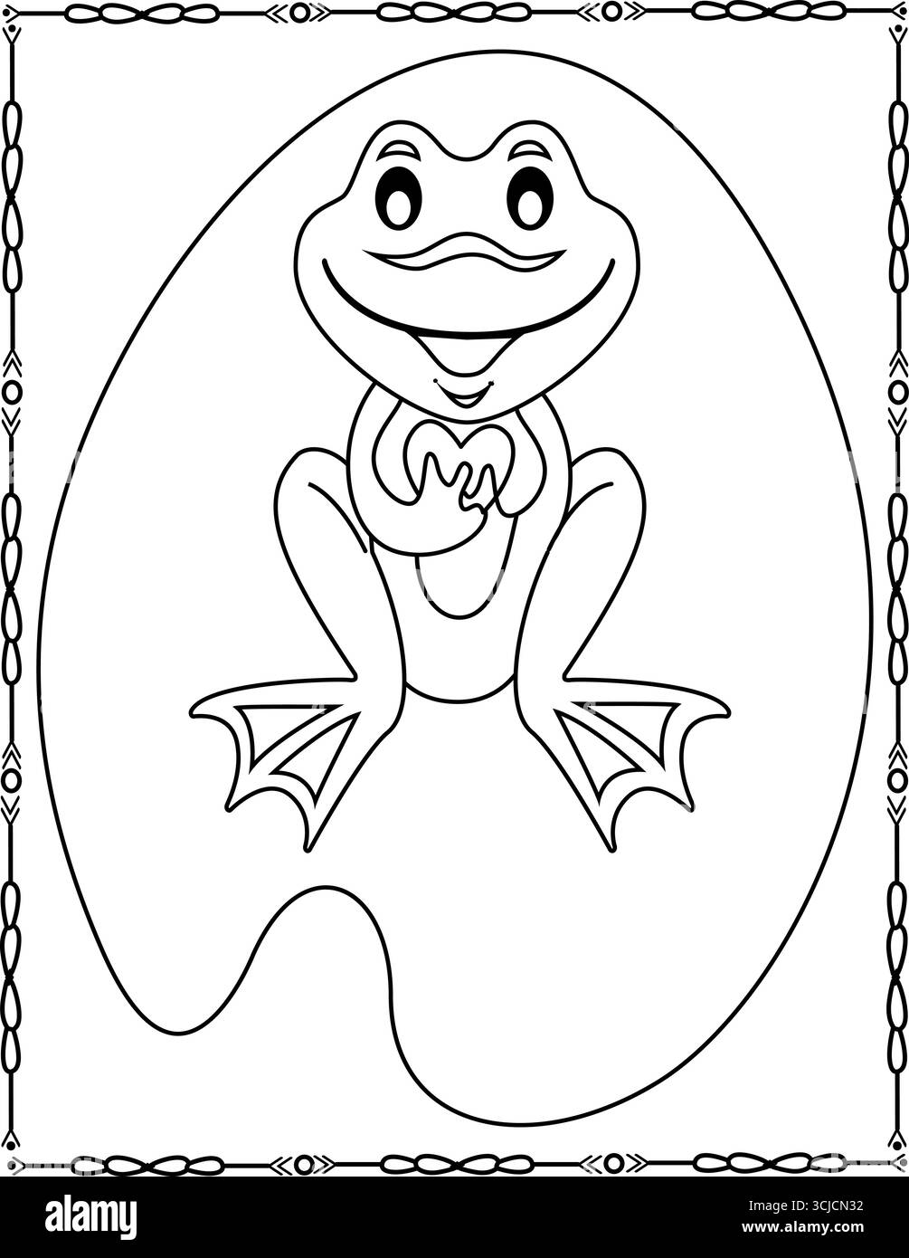 Cute Frog Coloring Pages Fun Cartoon Animal Outlines per bambini e adulti Illustrazione Vettoriale
