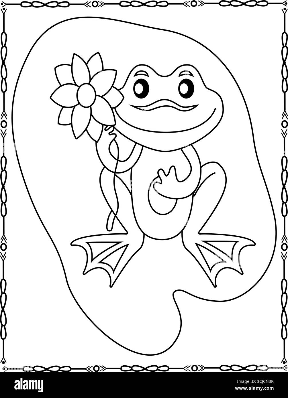 Cute Frog Coloring Pages Fun Cartoon Animal Outlines per bambini e adulti Illustrazione Vettoriale