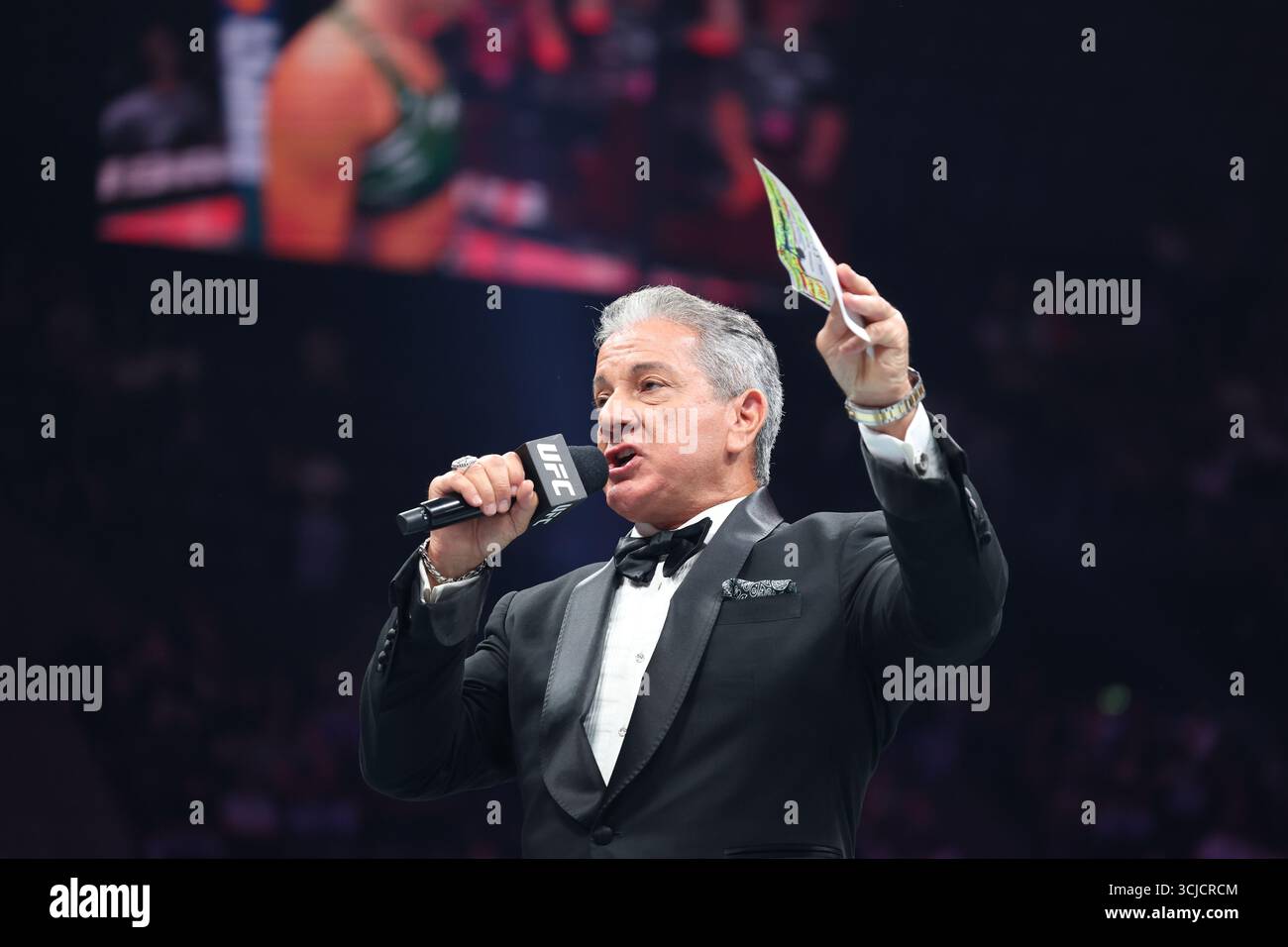 Parigi, Francia. 6 settembre 2025. PARIGI, FRANCIA - 06 SETTEMBRE: Bruce buffer durante l'UFC Paris: Imavov vs. Borralho all'Accor Arena il 6 settembre 2025 a Parigi, Parigi, Francia. (Foto di José Prestes/PxImages) credito: PX Images/Alamy Live News Foto Stock