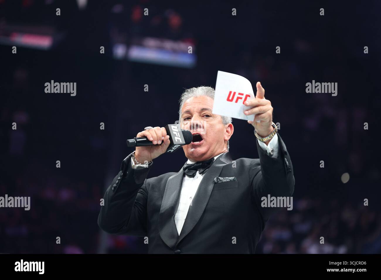 Parigi, Francia. 6 settembre 2025. PARIGI, FRANCIA - 06 SETTEMBRE: Bruce buffer durante l'UFC Paris: Imavov vs. Borralho all'Accor Arena il 6 settembre 2025 a Parigi, Parigi, Francia. (Foto di José Prestes/PxImages) credito: PX Images/Alamy Live News Foto Stock