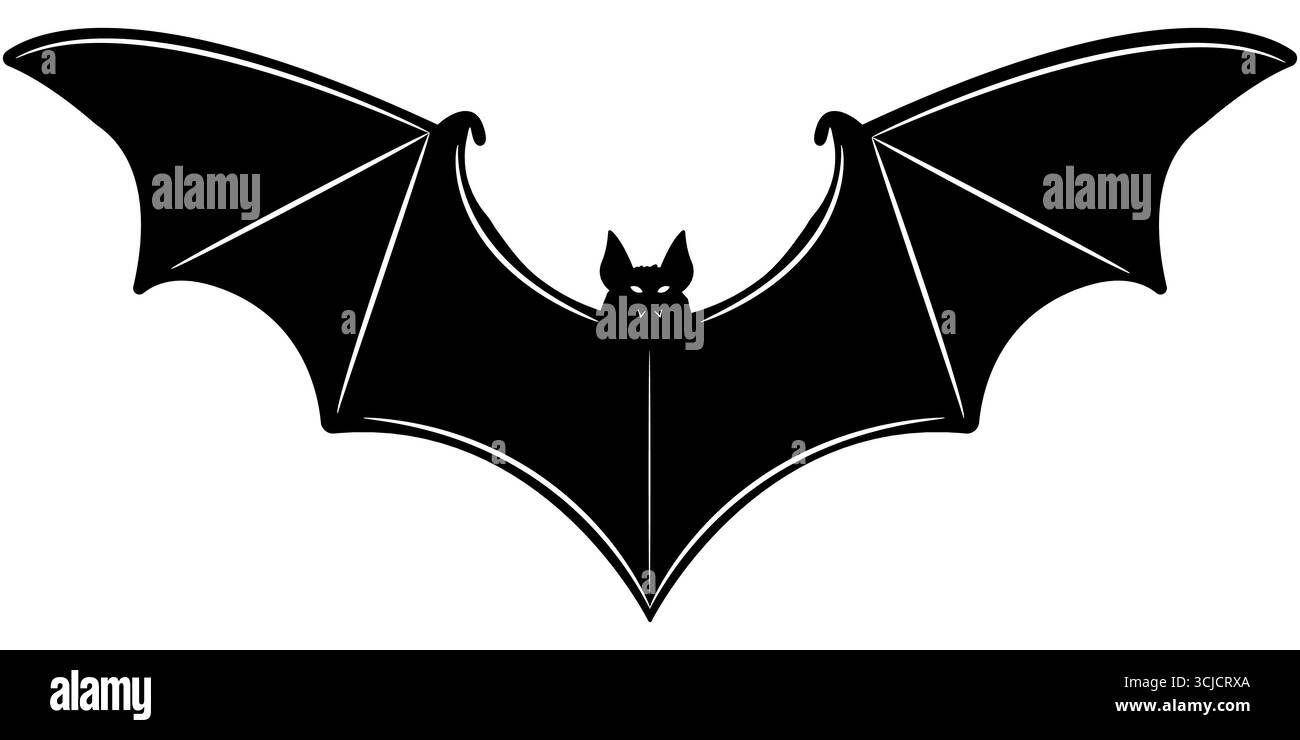 Elemento grafico vampiro bat halloween, illustrazione silhouette nera Illustrazione Vettoriale