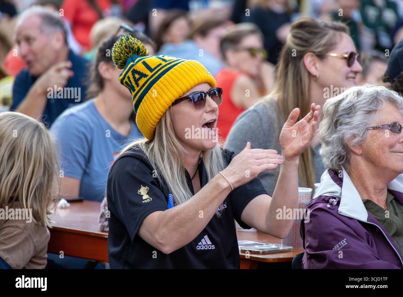 Victoria Gardens, città di Brighton & Hove, Regno Unito. Questo è il Fanzone per la Coppa del mondo di rugby femminile, Inghilterra contro Australia a Brighton. 6 settembre 2025. David Smith/Alamy Foto Stock