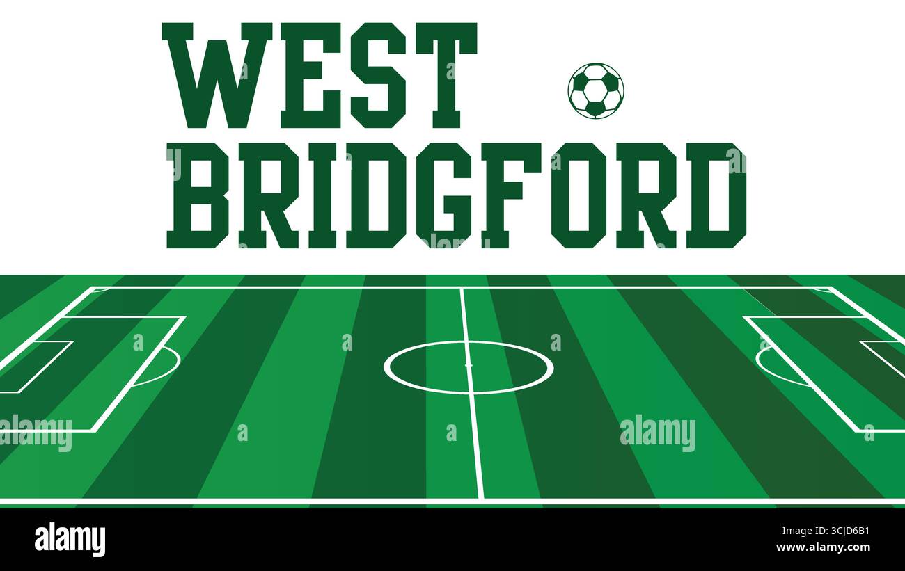 West Bridgford, Drawings of City Names, England Football green Field, Vector Illustration Abstract Editable image, Social Media e Web Post Illustrazione Vettoriale