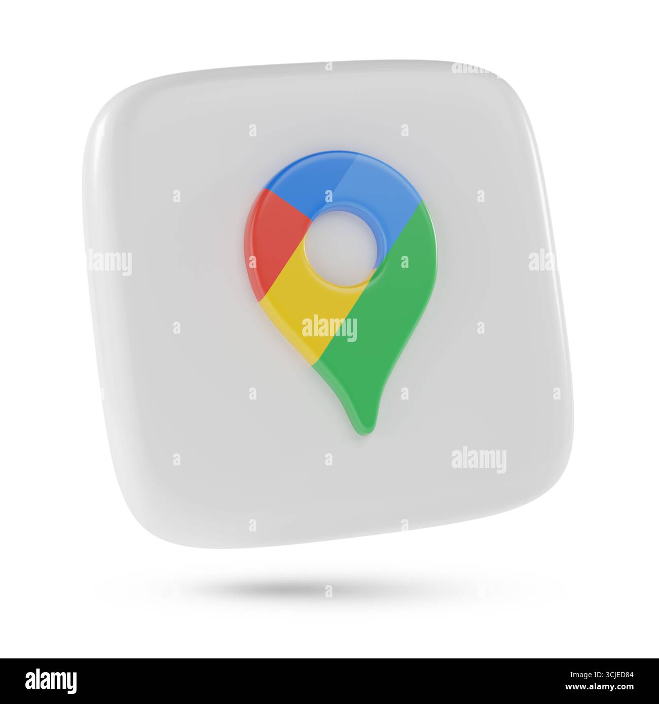 Buenos Aires, Argentina; 6 settembre 2025: Logo tridimensionale di Google Maps isolato su sfondo bianco. illustrazione 3d. Foto Stock