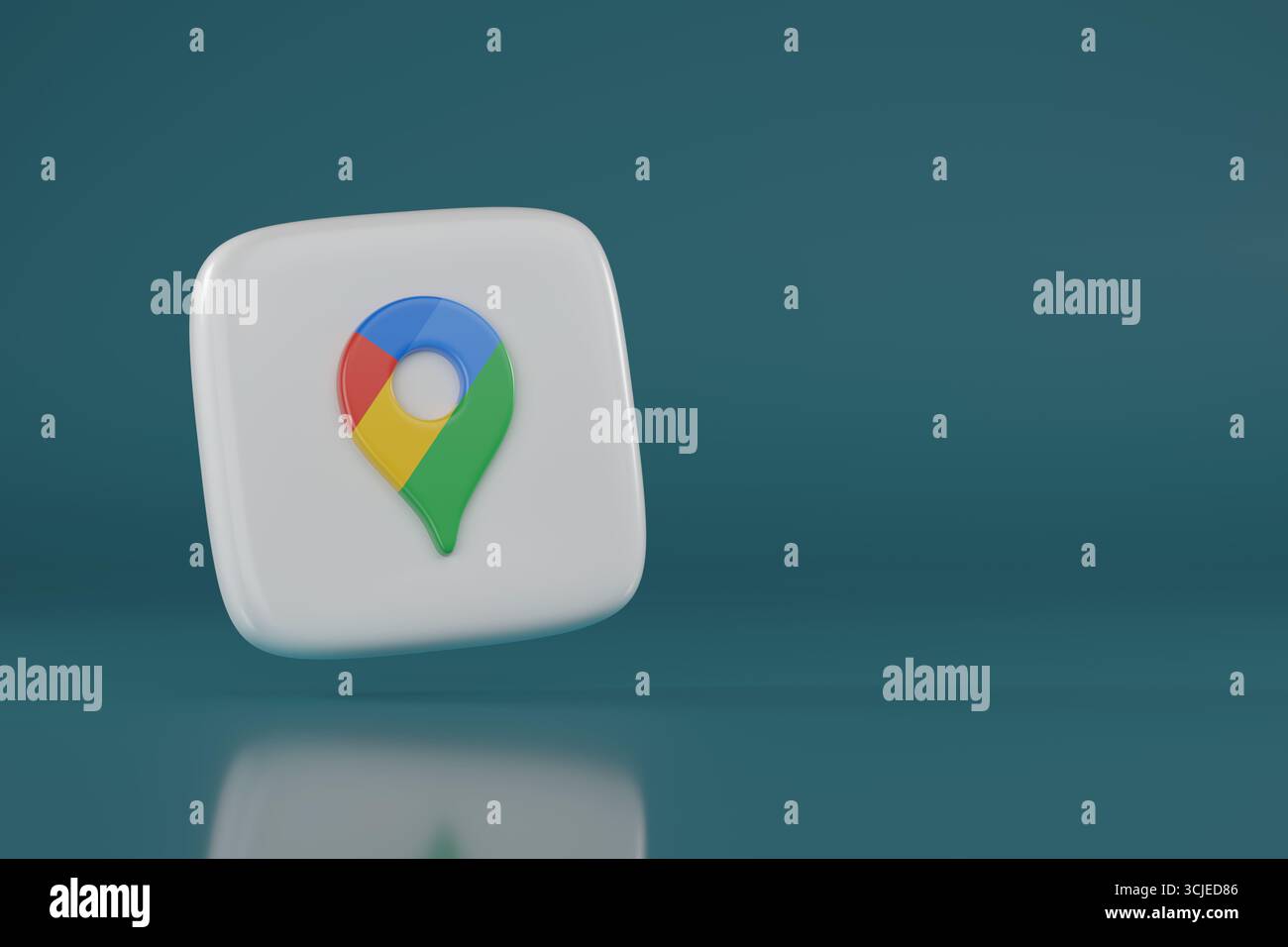 Buenos Aires, Argentina; 6 settembre 2025: Logo tridimensionale di Google Maps con spazio di copia. illustrazione 3d. Foto Stock