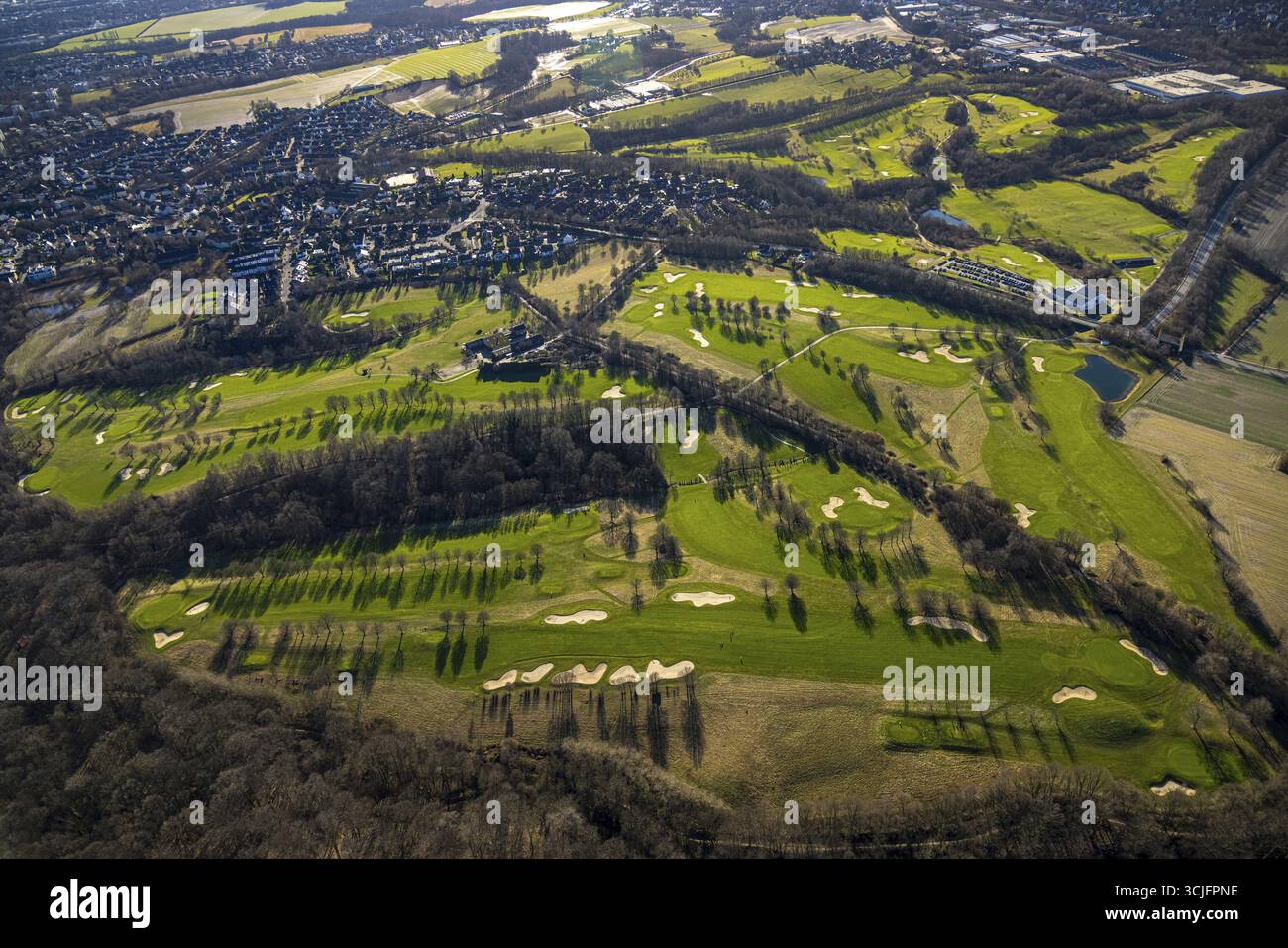 Vista aerea, campo da golf Golfclub Castrop-Rauxel e.V. a Frohlinde, Frohlinde, Castrop-Rauxel, zona della Ruhr, Renania settentrionale-Vestfalia, Germania, vista aerea Foto Stock