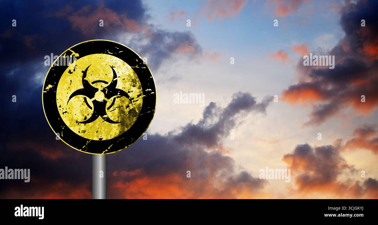 segnale di avvertimento su sfondo bianco Foto Stock