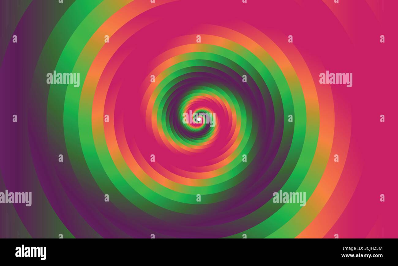 Vibrante disegno astratto a spirale o a spirale con colori sfumati. Illustrazione Vettoriale