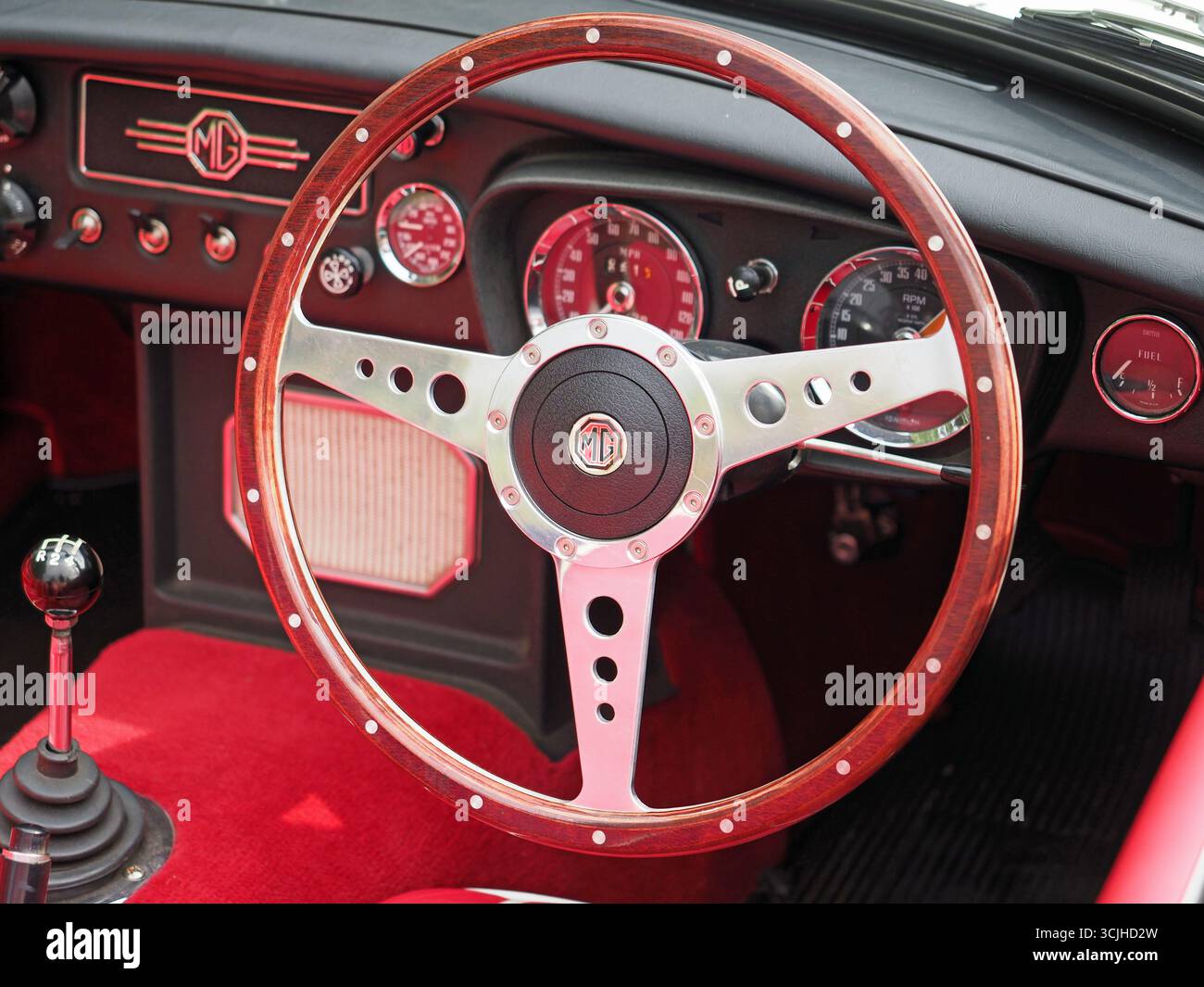 Dettagli interni Classic MG Foto Stock