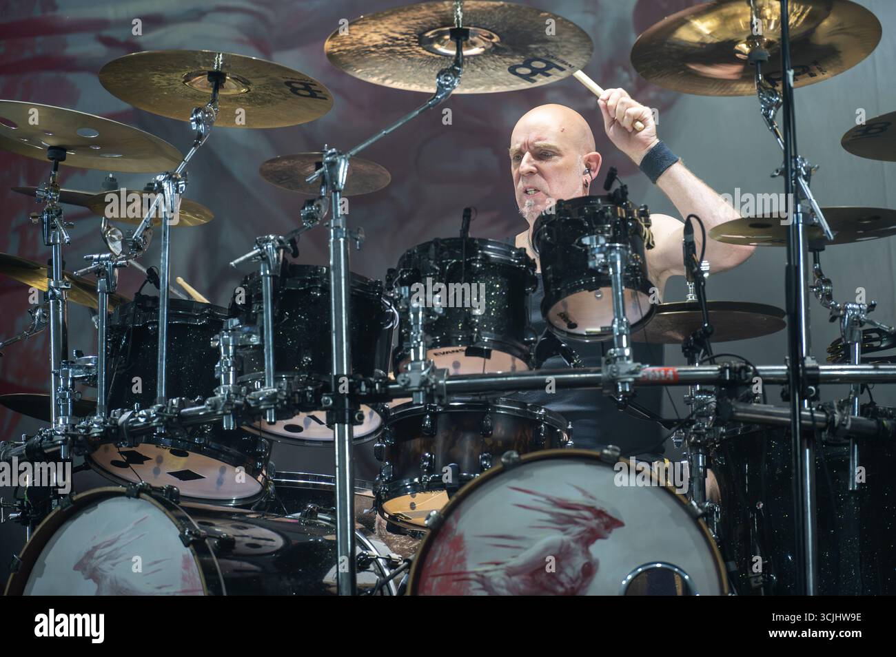 21 agosto 2025: Frederik Ehmke si esibisce con Blind Guardian al Circolo Magnolia di Milano Foto Stock