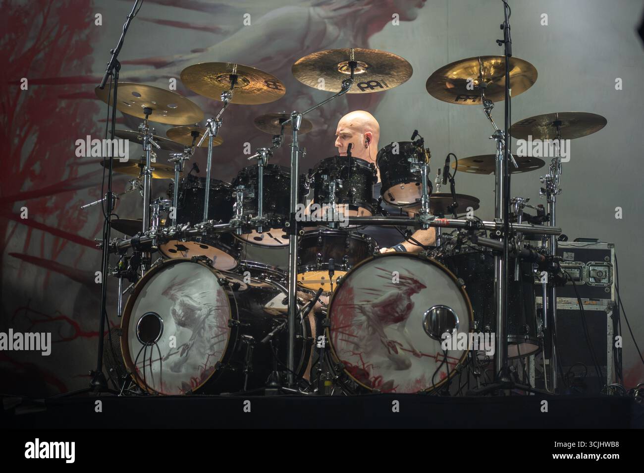 21 agosto 2025: Frederik Ehmke si esibisce con Blind Guardian al Circolo Magnolia di Milano Foto Stock