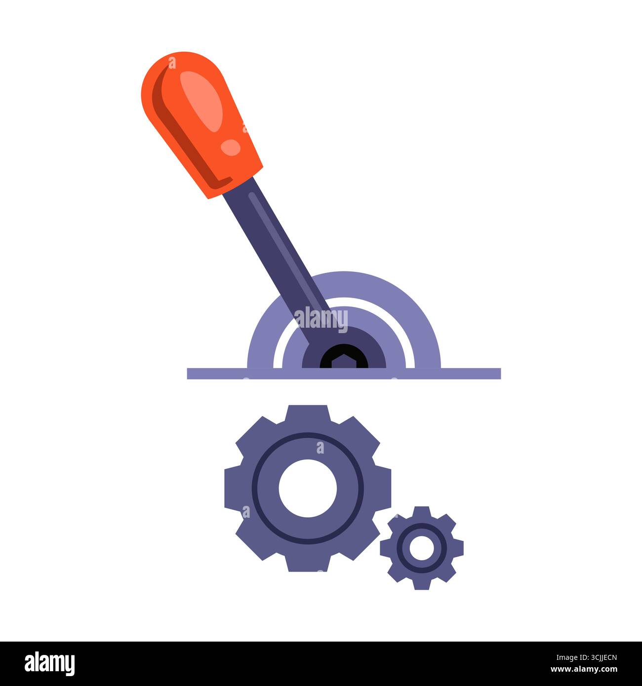 Icona colorata della leva del cambio. Leva del meccanismo grande. Illustrazione piatta. Illustrazione Vettoriale