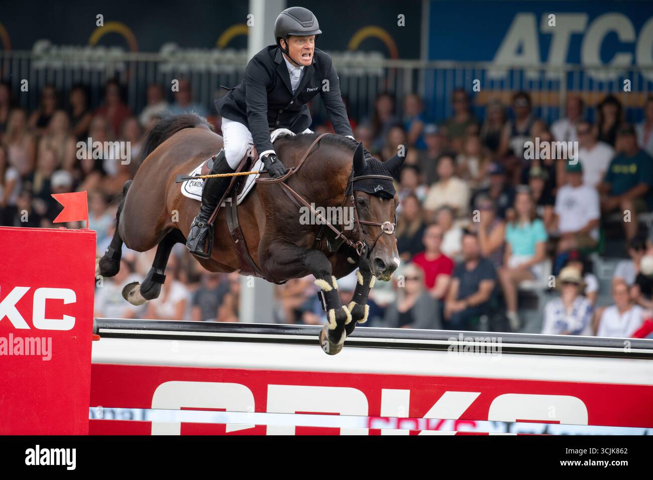 Calgary, Alberta, Canada, 7 settembre 2025. Willem Greve (NED) in sella al Grandorado TN NOP - CPKC International Grand Prix - crediti: Peter Llewellyn/Alamy Live News Foto Stock