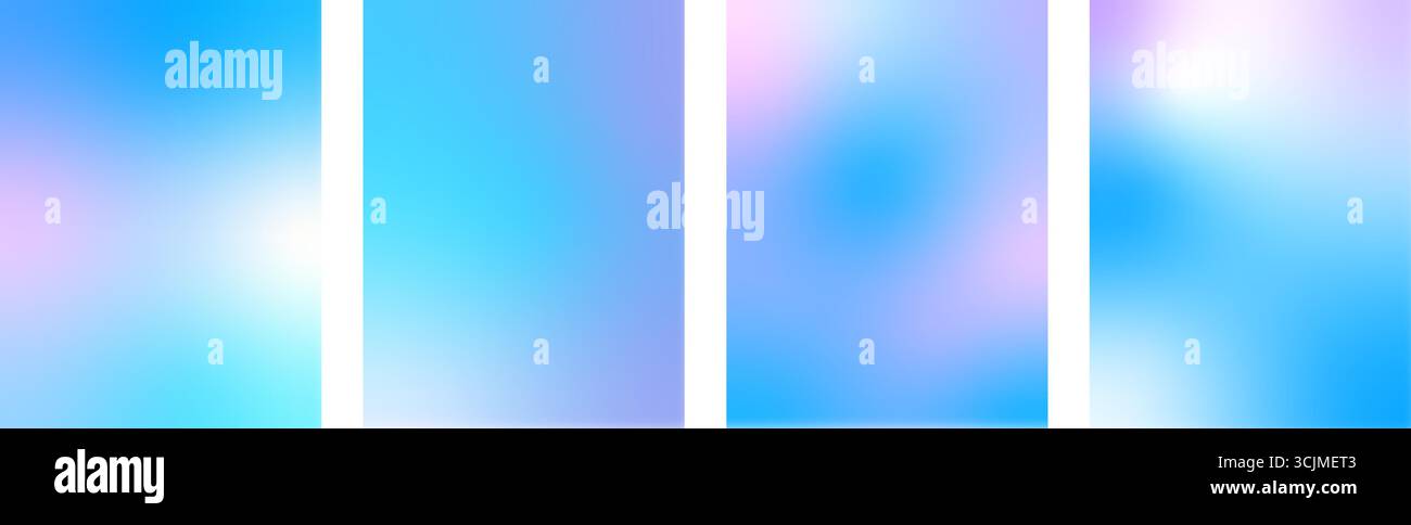 Set di sfondi gradienti pastello. Tessuti morbidi del cielo invernale verticale. Stampe astratte di bellezza natalizia. Retro dei poster con gradazioni multicolore minime Illustrazione Vettoriale