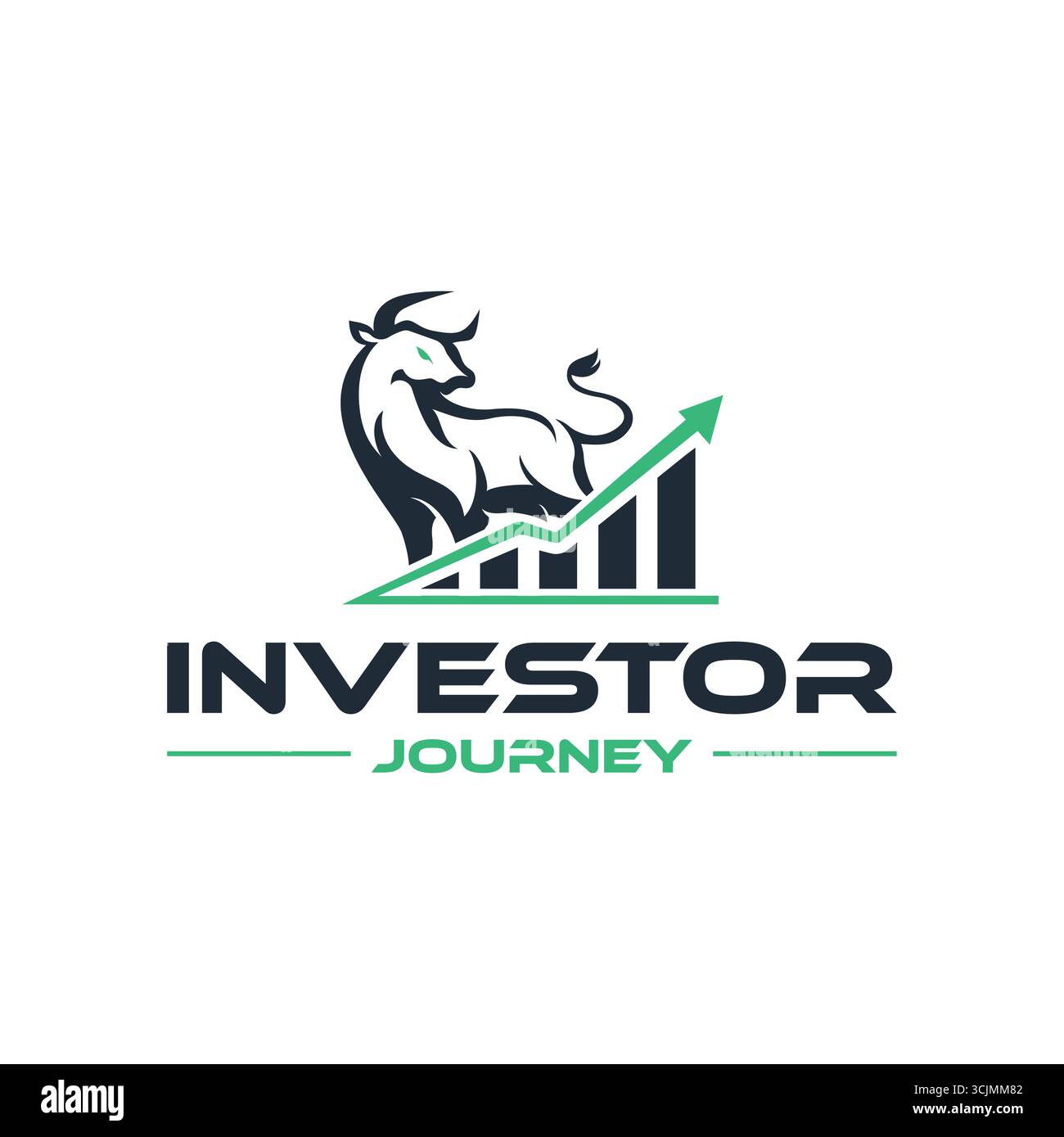 Design del logo del grafico Premium Bull trading Finance Grow Illustrazione Vettoriale