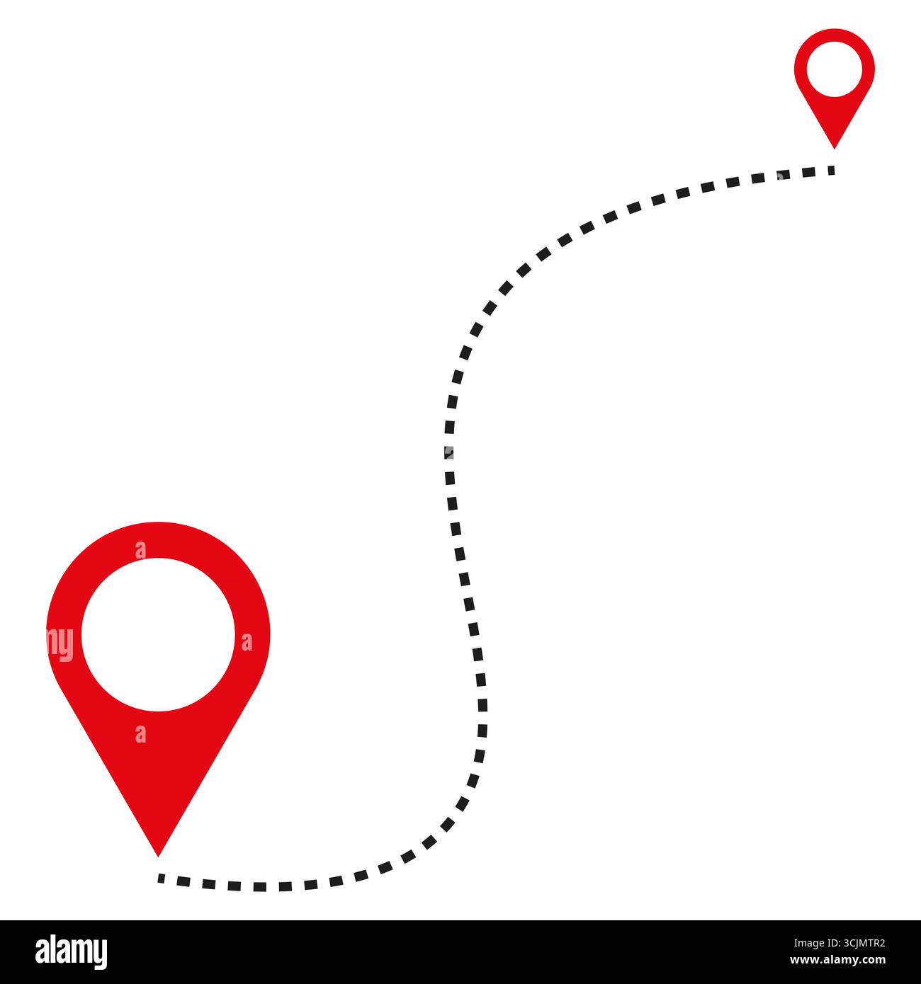 Icona percorso GPS. Simbolo del perno di posizionamento. Navigazione di viaggio Vector. Grafico di tracciamento del percorso. EPS 10. Illustrazione Vettoriale