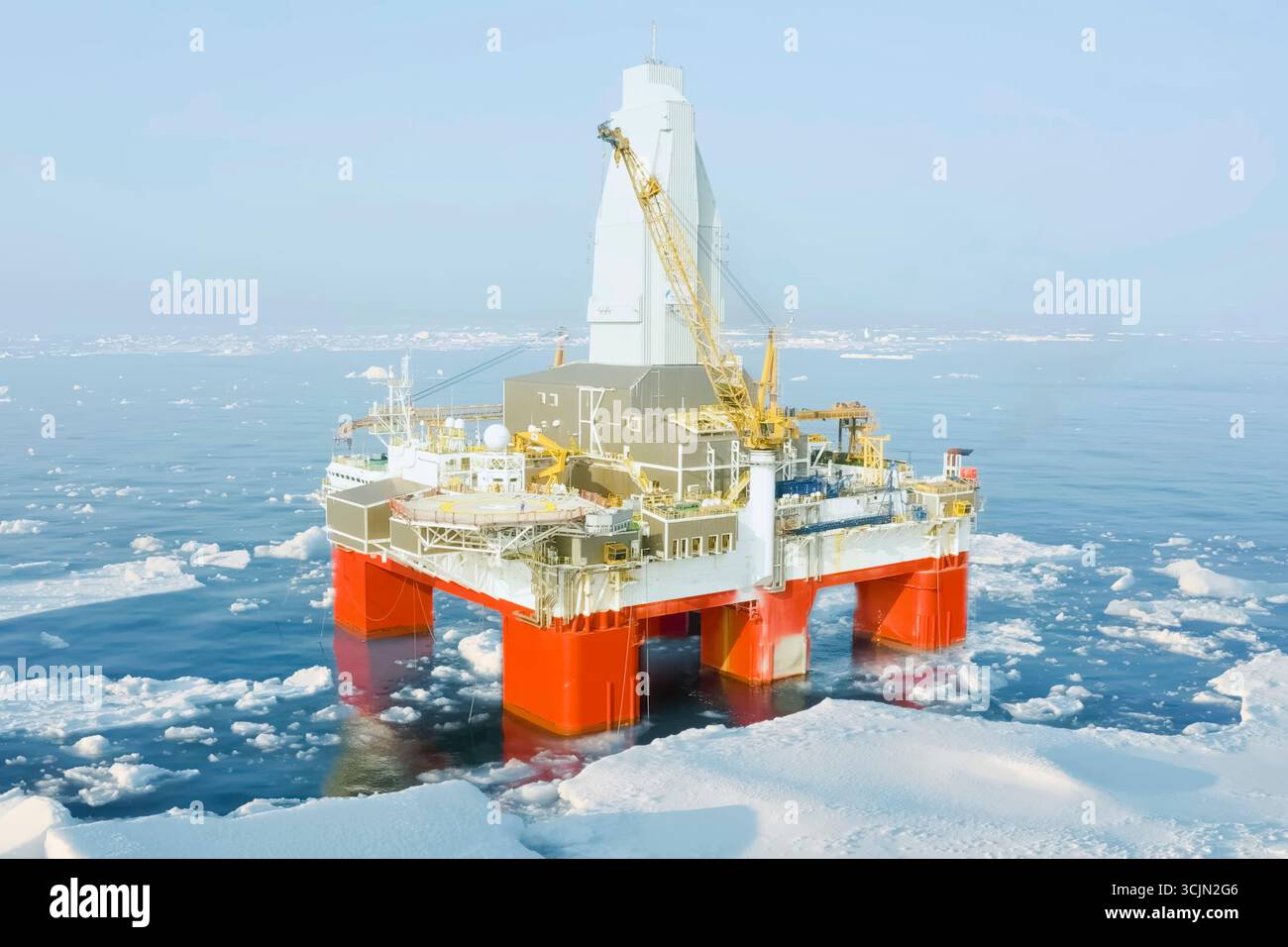 piattaforma di perforazione offshore per petrolio e gas Foto Stock