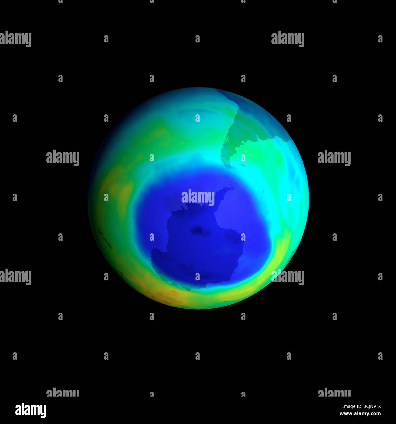 ANTARTIDE, TERRA - 2003 - il buco dell'ozono antartico del 2003 è il secondo più grande mai osservato, secondo gli scienziati della NASA, l'Oceano Nazionale degli Stati Uniti Foto Stock