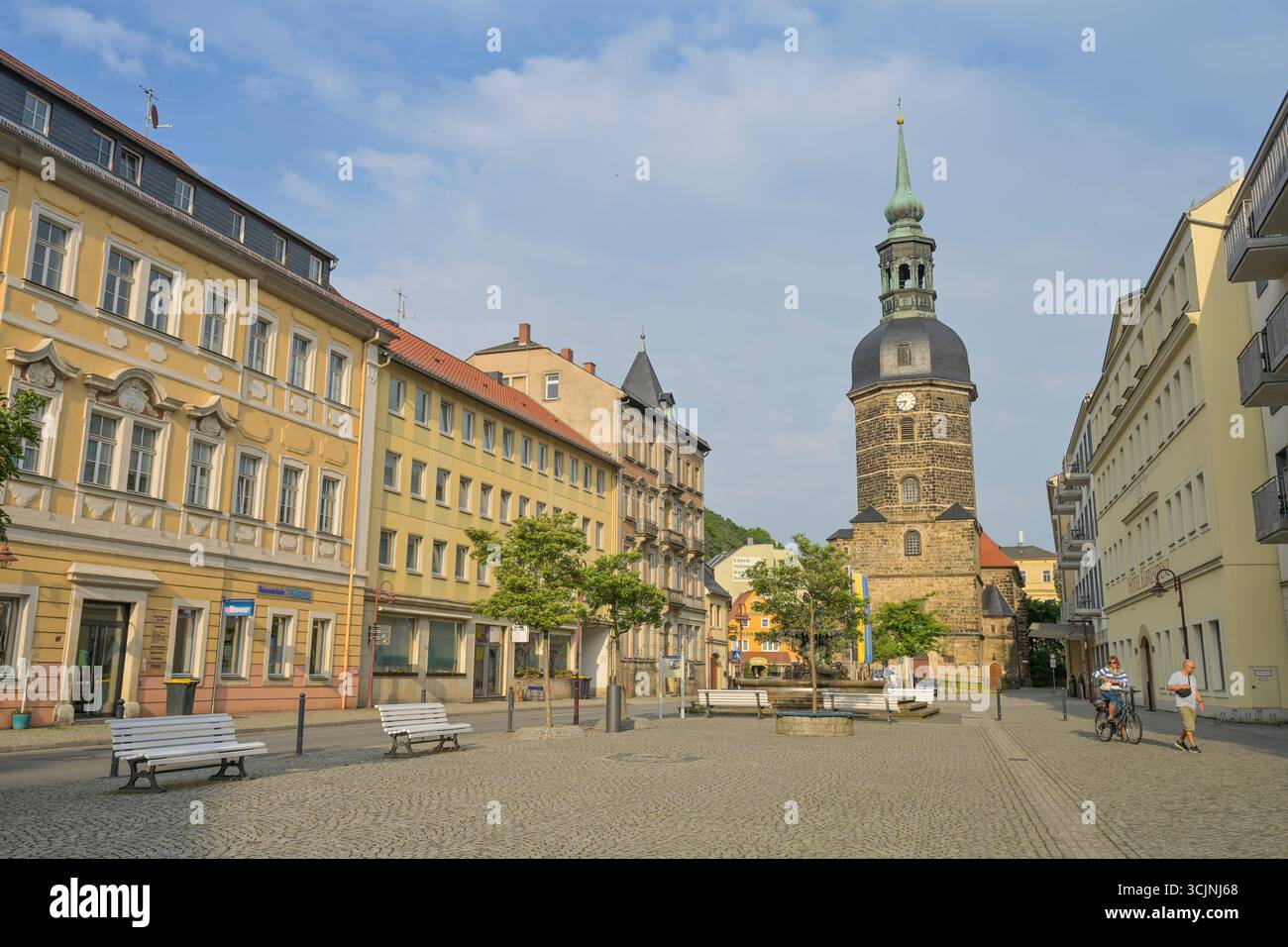 St-Johannis-Kirche, Marktplatz, Altstadt, Bad Schandau, Landkreis Sächsische Schweiz-Osterzgebirge, Sachsen, Germania Foto Stock