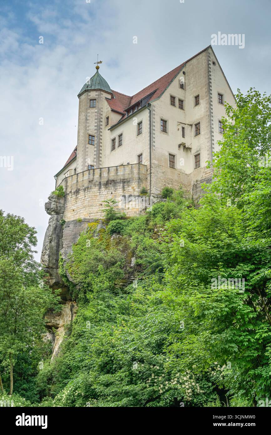 Burg, Hohnstein, Landkreis Sächsische Schweiz-Osterzgebirge, Sachsen, Deutschland *** Burg, Hohnstein, distretto della Svizzera sassone Osterzgebirge orientale, Sassonia, Germania Foto Stock