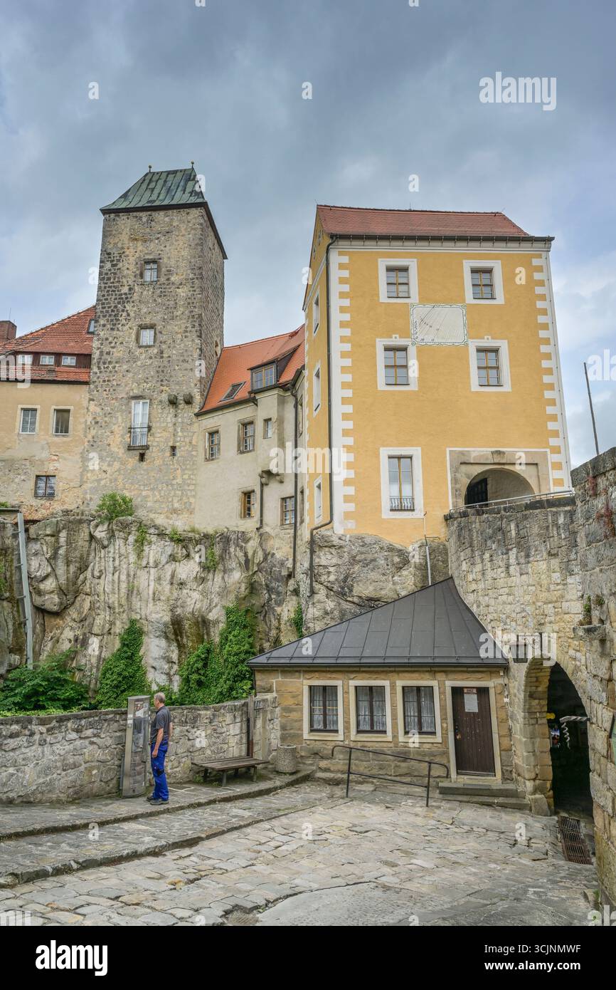 Burg, Hohnstein, Landkreis Sächsische Schweiz-Osterzgebirge, Sachsen, Deutschland *** Burg, Hohnstein, distretto della Svizzera sassone Osterzgebirge orientale, Sassonia, Germania Foto Stock