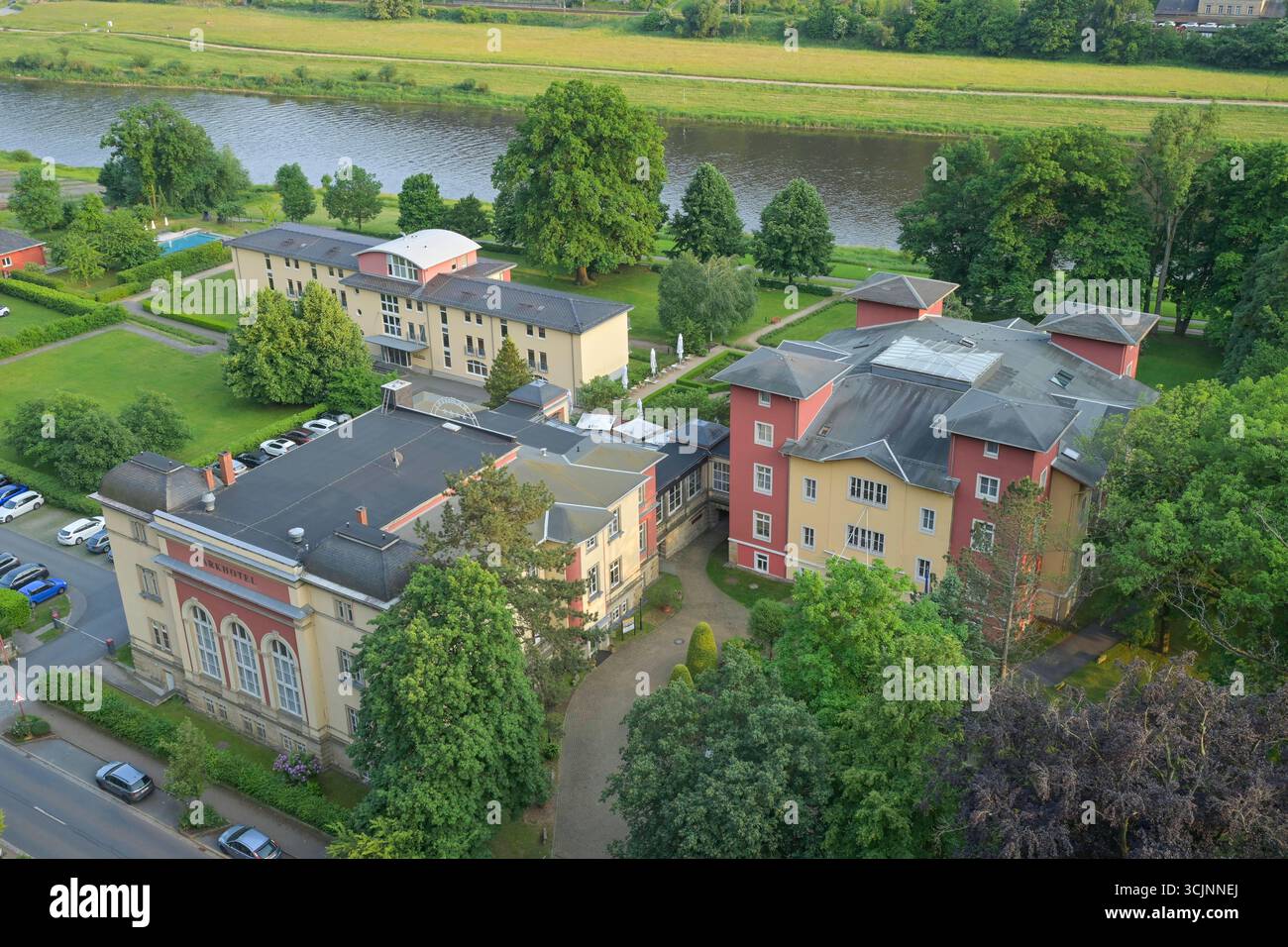 Parkhotel, Bad Schandau, Landkreis Sächsische Schweiz-Osterzgebirge, Sachsen, Deutschland *** Parkhotel, Bad Schandau, Svizzera sassone distretto di Osterzgebirge, Sassonia, Germania Foto Stock