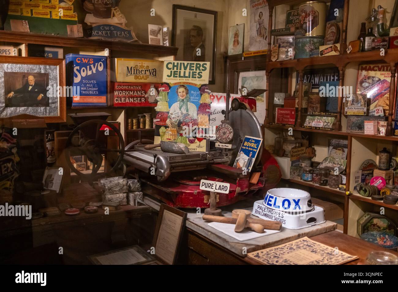 Mostra al museo del castello di Abergavenny ad Abergavenny Monmouthshire Galles Regno Unito Foto Stock