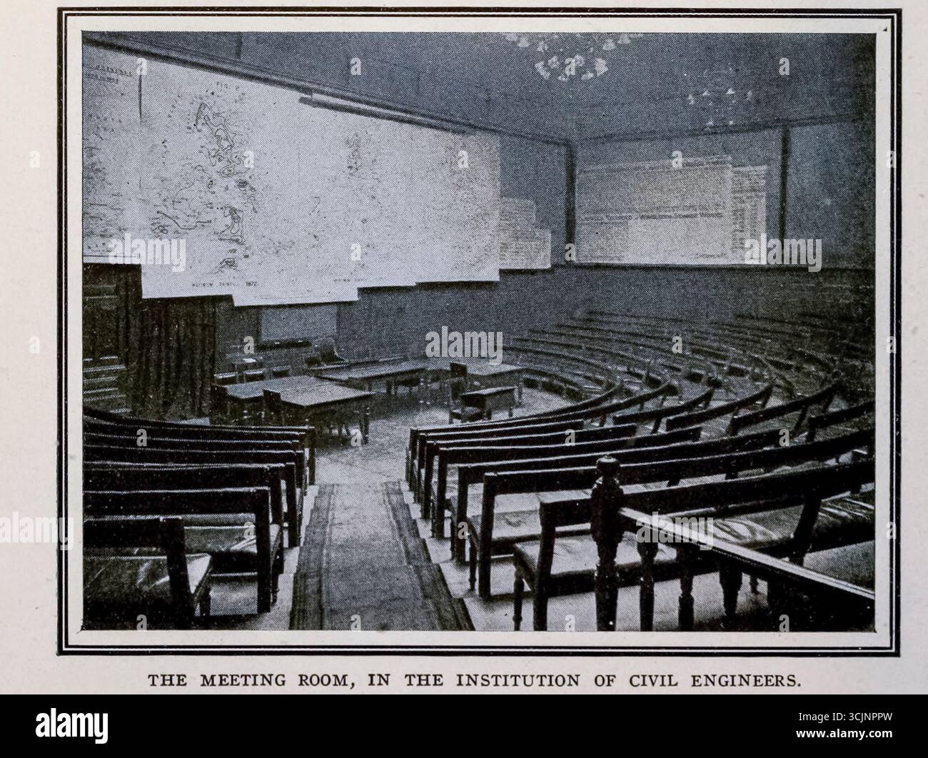 LA SALA RIUNIONI, NELL'ISTITUTO DEGLI INGEGNERI CIVILI. Great George Street, Westminster, dall'articolo LE CASE DELLE GRANDI SOCIETÀ INGEGNERISTICHE. Di Henry Harrison Suplee. Dalla rivista Engineering dedicata al progresso industriale volume XXVI ottobre 1903 - marzo 1904 The Engineering Magazine Co Foto Stock