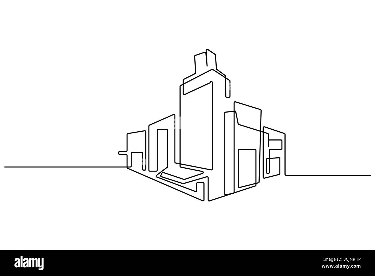 Edificio di uffici a una linea continua che disegna un vettore minimalista Illustrazione Vettoriale