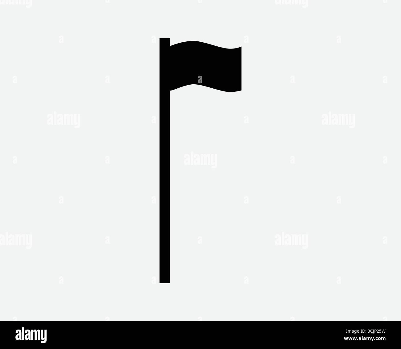 Bandiera che sventola sull'icona del palo simbolo grafico nero di uno striscione che vola. Punto di segnalazione per lo sport delle insegne di campagna. Immagine della silhouette della forma del pennant Illustrazione Vettoriale