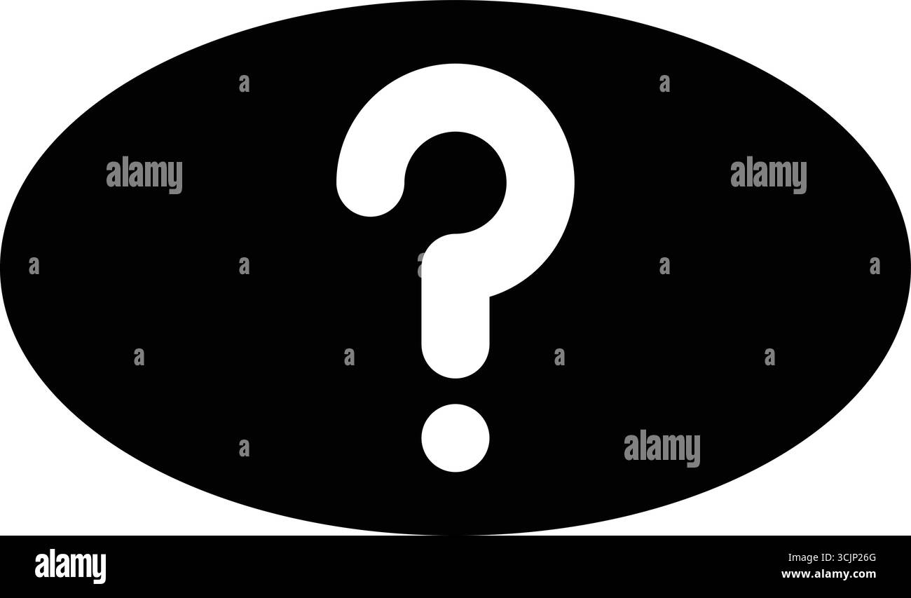 Simbolo del punto interrogativo forma ovale. Firma per domande o domande frequenti. Informazioni Helpdesk per risolvere il problema o chiedere informazioni in caso di dubbi. Assistenza chat butto Illustrazione Vettoriale