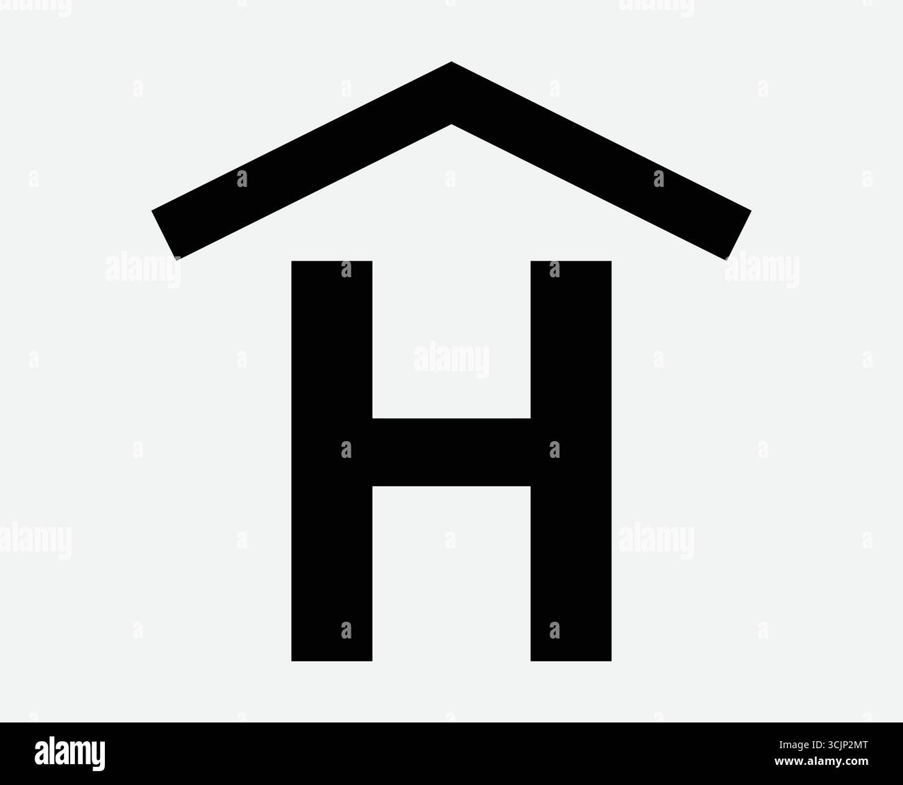 Icona del logo dell'ospedale Healthcare Building. H sul tetto per la struttura di trattamento medico per il servizio di emergenza sanitaria. Centro specializzato in cliniche di crisi Illustrazione Vettoriale