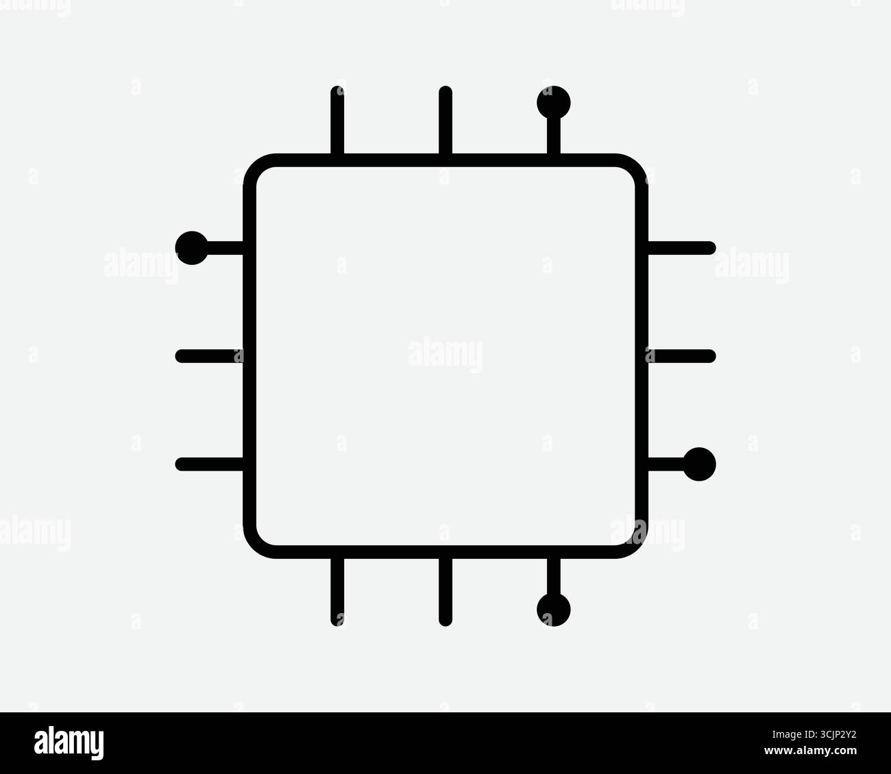 Microchip Line Icon processore per computer Core IT Micro Chip PC hardware elettronico Semiconductor ai AR Network System Digital Web Online Sign Symbol Illustrazione Vettoriale