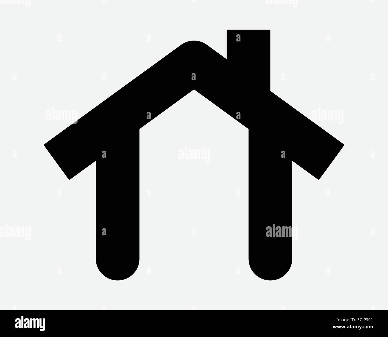 Housing Icon Black Home House Sign Immobiliare Immobiliare Bungalow Residence Roof Hut quartiere struttura ricovero Homepage simbolo grafico Illustrazione Vettoriale