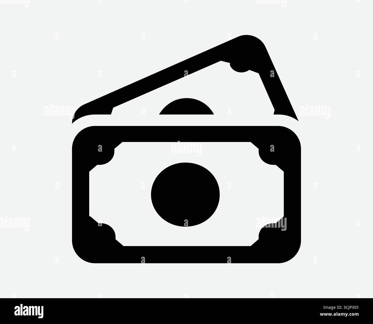 Icona Money Cash Bill Black finance firma business ricchezza finanziaria valuta simboli di risparmio in dollari. Nota bancaria delinea linea banconote guadagni stipendio prof Illustrazione Vettoriale