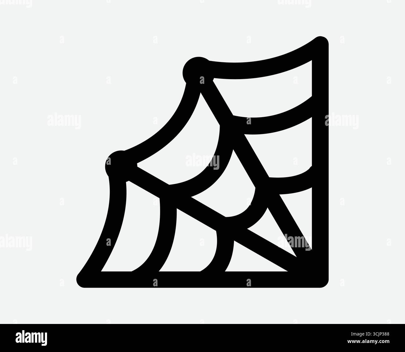 Icona Spider Web Arachnid trappola per insetti Horror spaventoso Net Bug intricato motivo tatuaggio gotico simbolo di seta simbolo nero thread Fear Line Outline Illustrazione Vettoriale