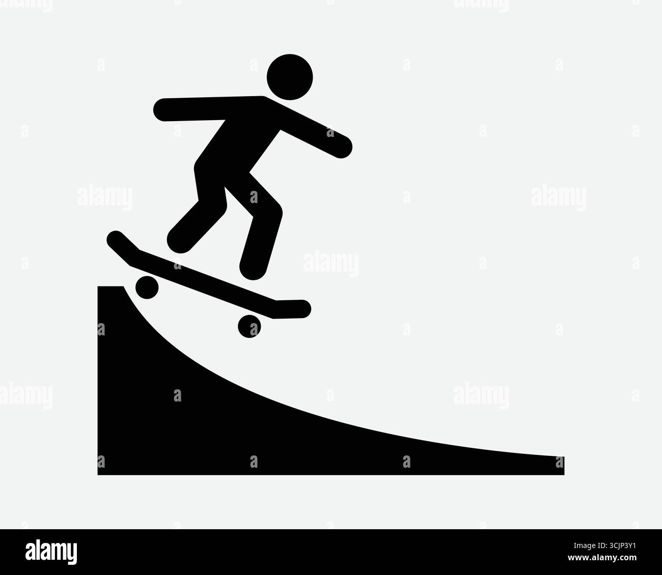 Icona skateboard giocatore di skateboard equitazione skate board su Rolling Down Hill RAM per Stunt Athlete Extreme Sports Urban Lifestyle Tricks Recreation Illustrazione Vettoriale