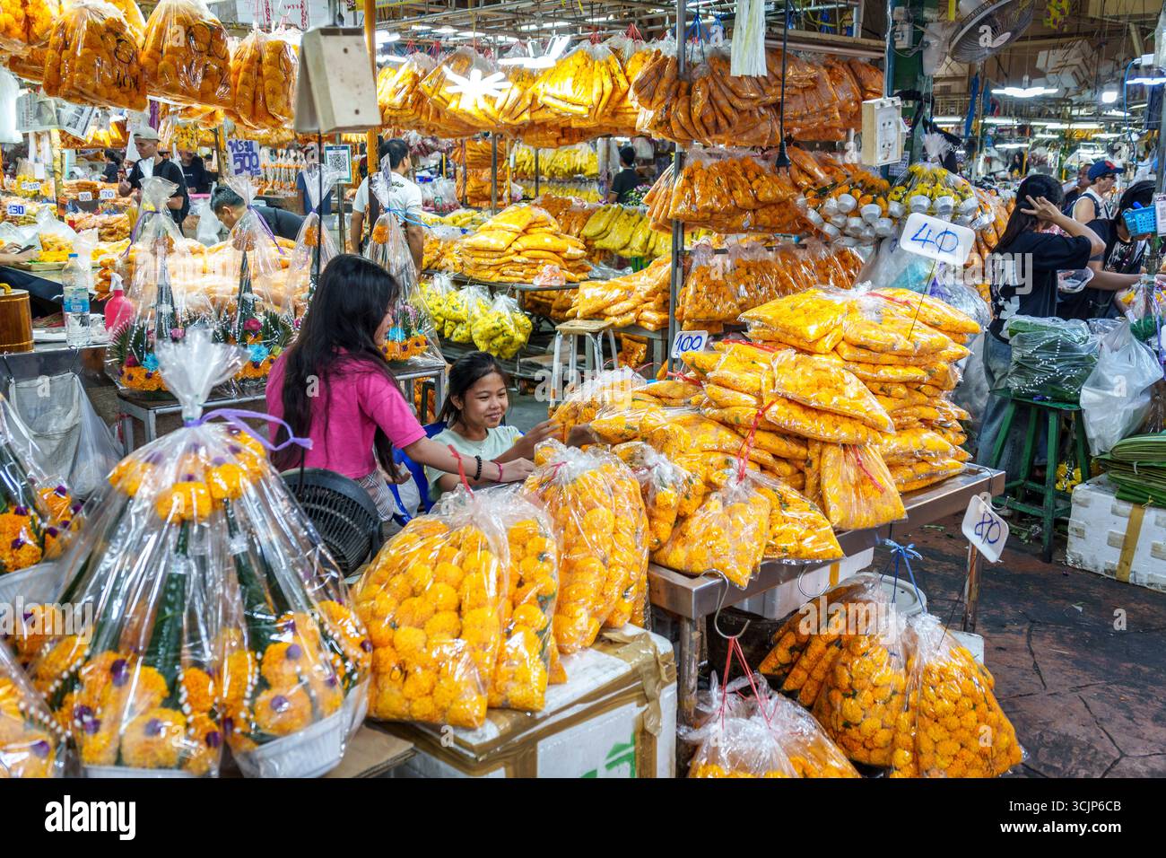 Blumenmarkt , Pak Klong Talad , Bangkok, Tailandia, Asien Foto Stock