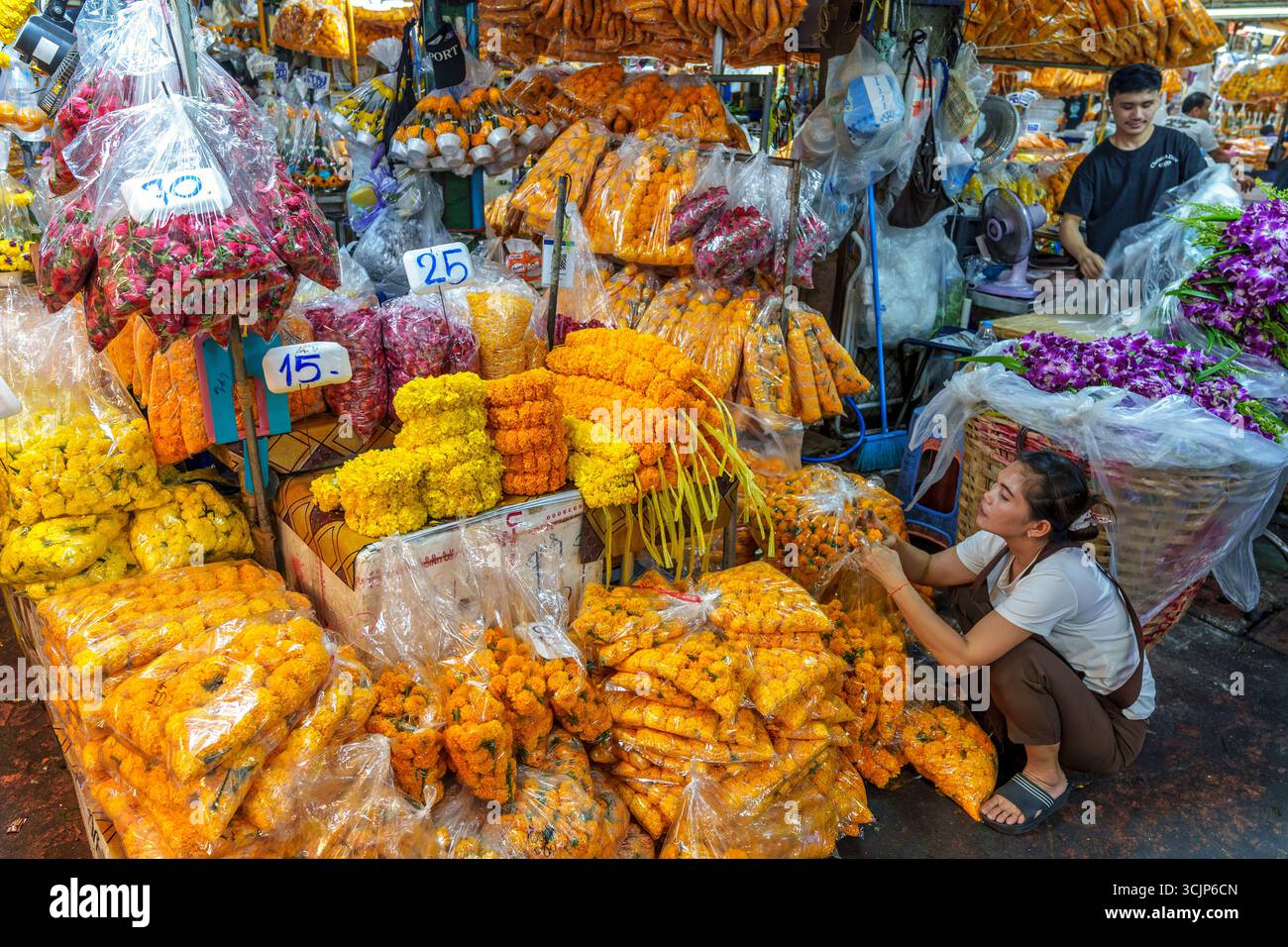 Blumenmarkt , Pak Klong Talad , Bangkok, Tailandia, Asien Foto Stock