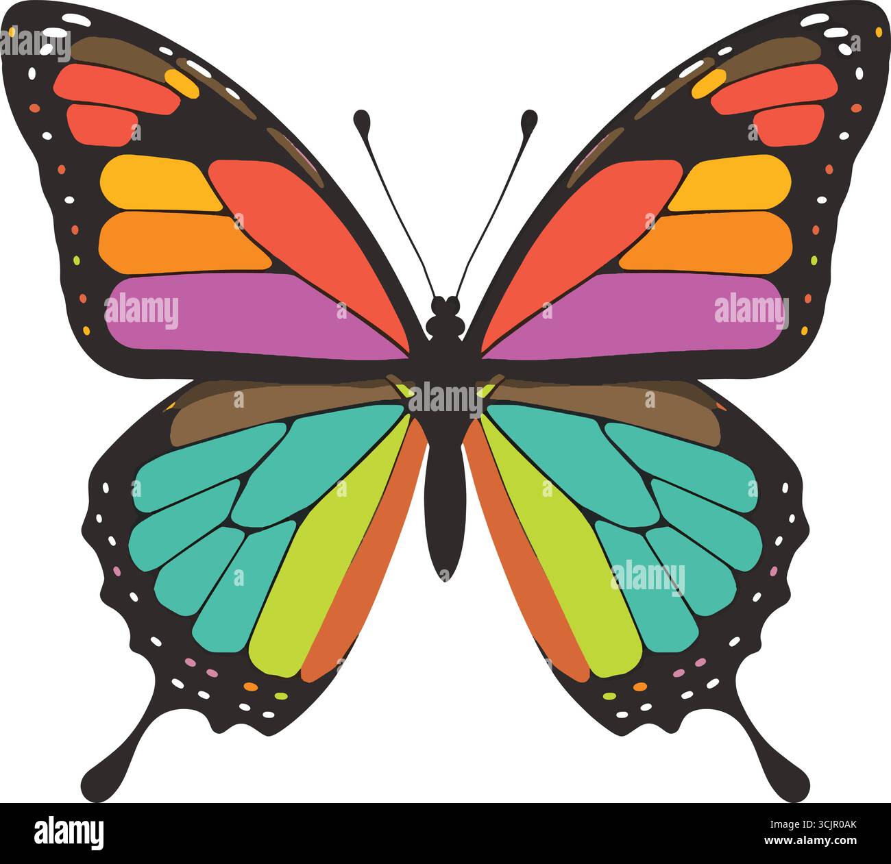 Vector a farfalla colorata - immagini vivaci ad alta risoluzione e clip art Arte vettoriale di alta qualità di una farfalla vibrante - immagine senza royalty. Illustrazione Vettoriale