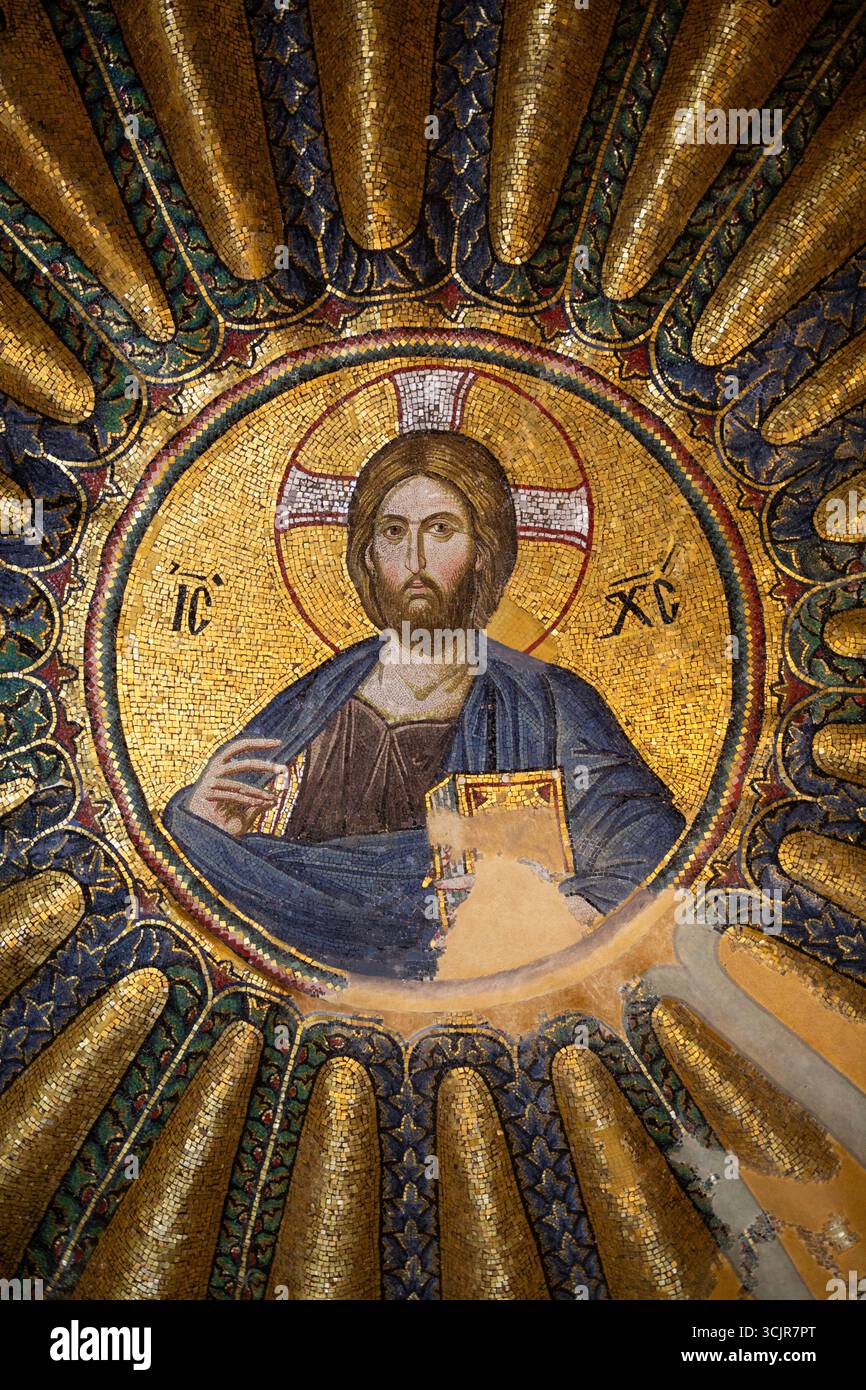Mosaici bizantini, Moschea di Kariye (anche Chiesa del Santo Salvatore di Chora), IV secolo d.C., sito Patrimonio dell'Umanità dell'UNESCO, Istanbul, Turchia Foto Stock