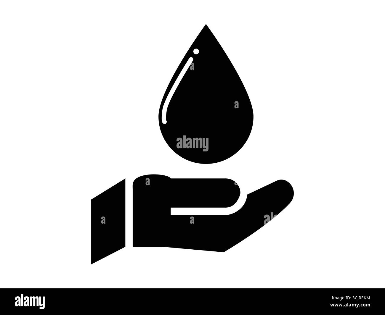 Icona vettoriale testata per Dermatologia con design a goccia d'acqua e mano, simbolo della cura della pelle, prodotti privi di allergie, concetto di clinica sana, cosmet sicuro Illustrazione Vettoriale