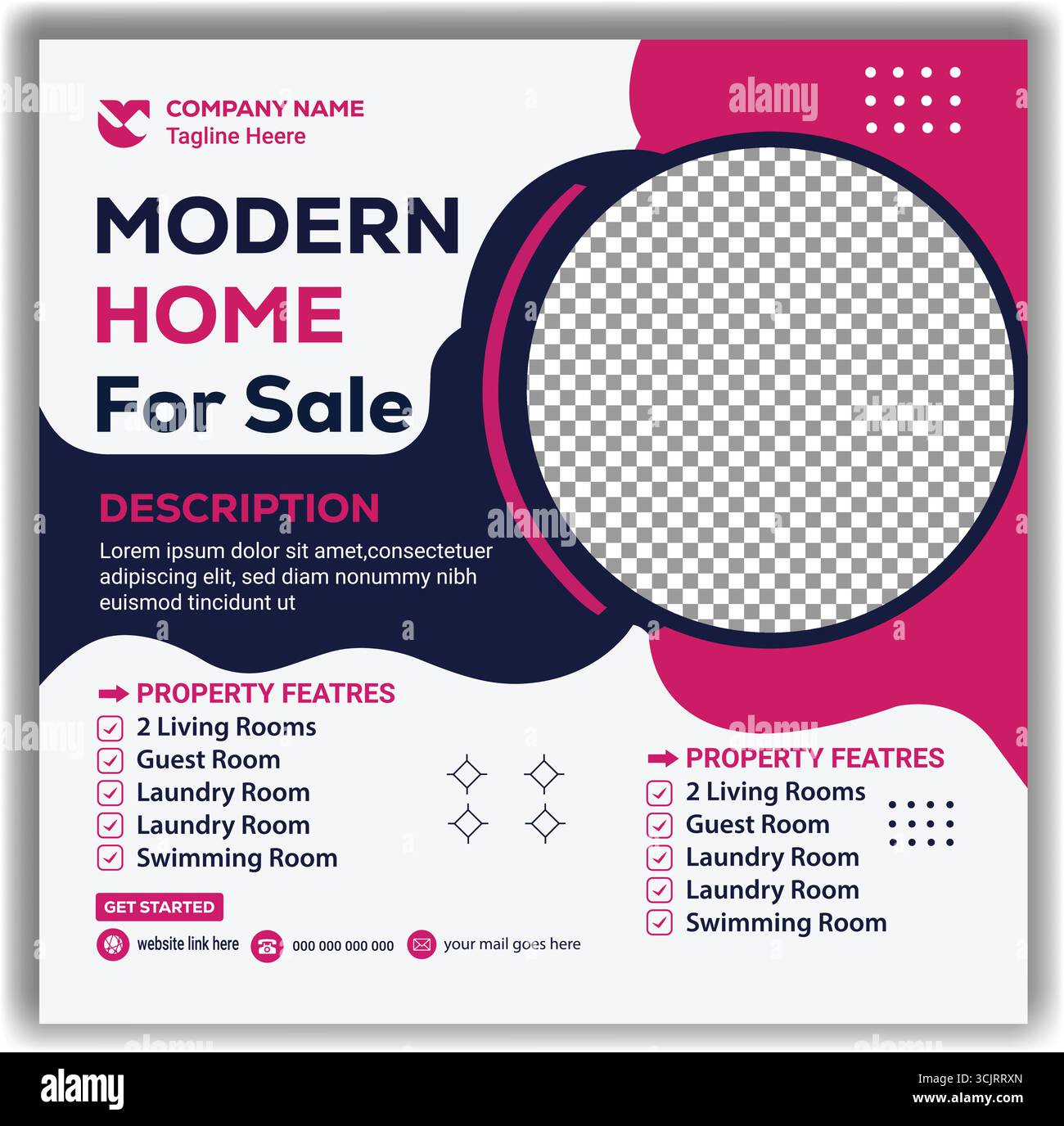 Creative Real Estate vendita di proprietà Social Media Post Template Pack Square Web Banner Vector Illustrazione Vettoriale