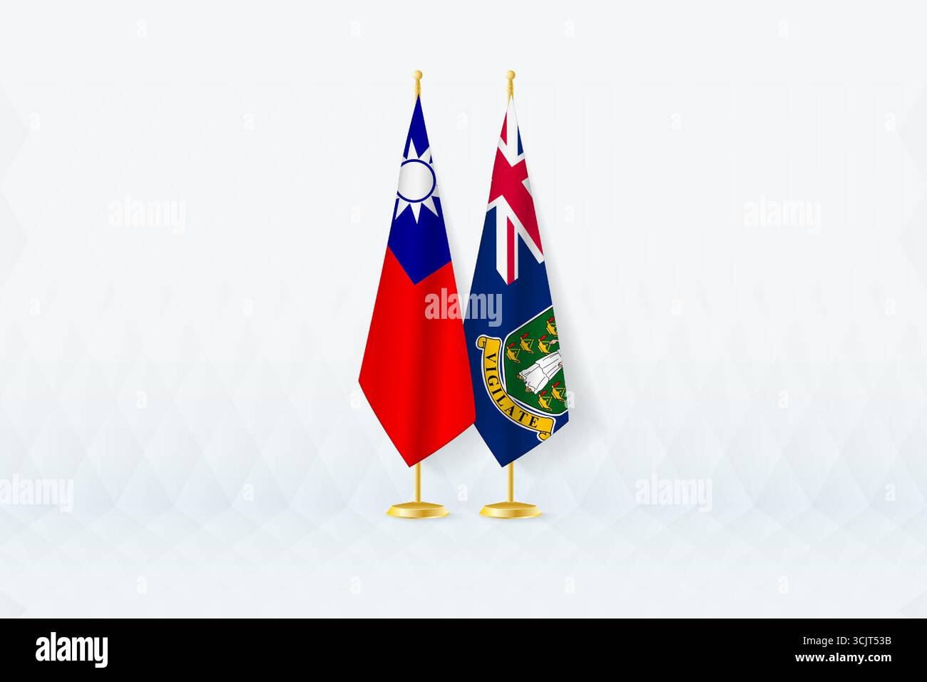 Taiwan e le Isole Vergini britanniche affiancate, simbolo di partnership internazionale. L'illustrazione simboleggia la diplomazia, la partnership e l'interno Illustrazione Vettoriale