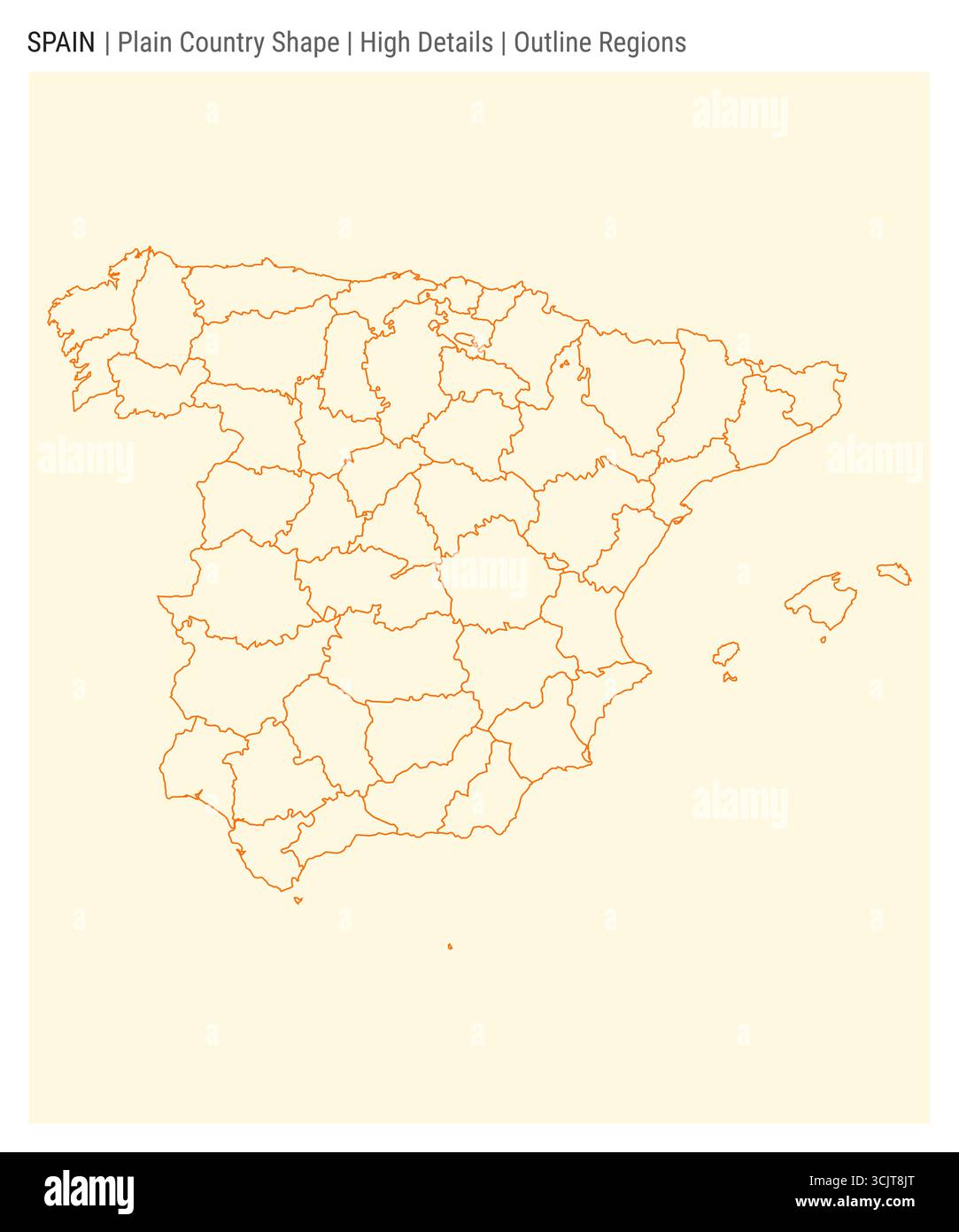Mappa della Spagna. Dettagli di alto livello. Stile delle aree di contorno. Forma della Spagna. Illustrazione vettoriale. Illustrazione Vettoriale