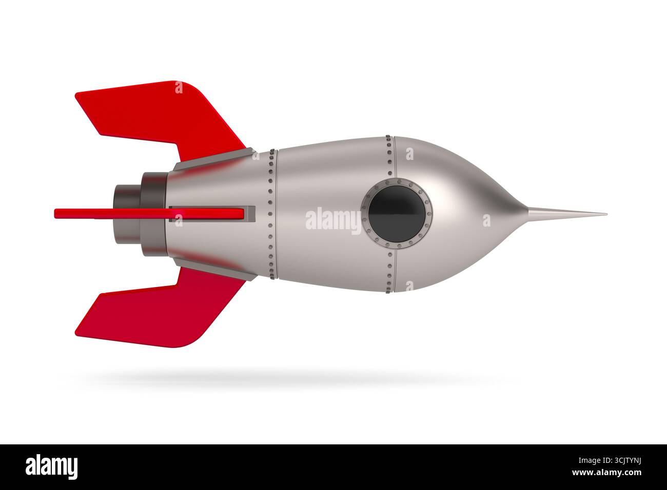 Rocket su sfondo bianco. Illustrazione 3D isolata Foto Stock