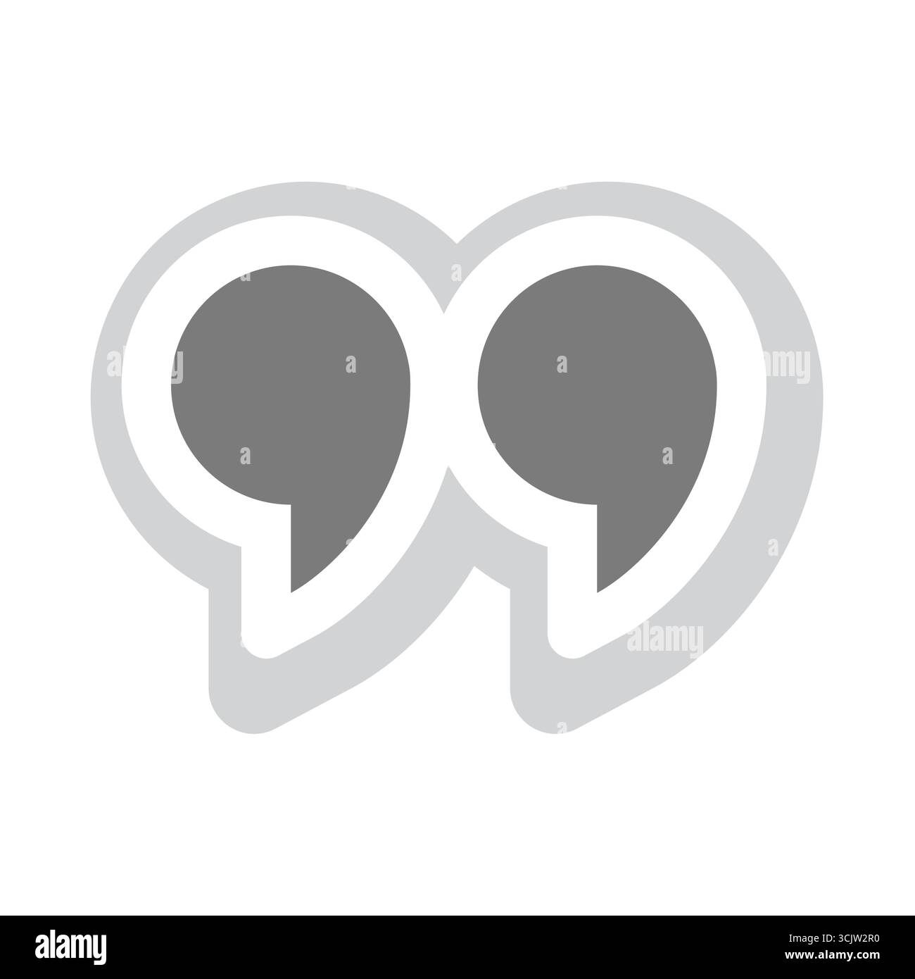 Icona vettoriale dell'adesivo virgolette. Virgoletta con effetto ombra 3D. Illustrazione Vettoriale