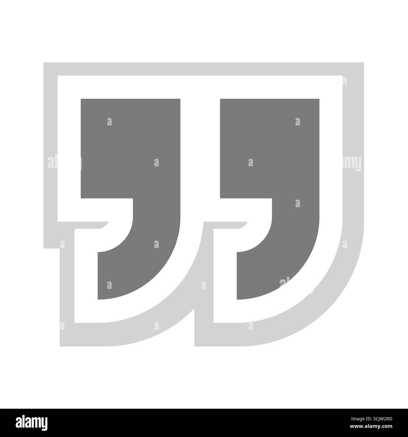 Icona vettoriale dell'adesivo virgolette. Virgoletta con effetto ombra 3D. Illustrazione Vettoriale