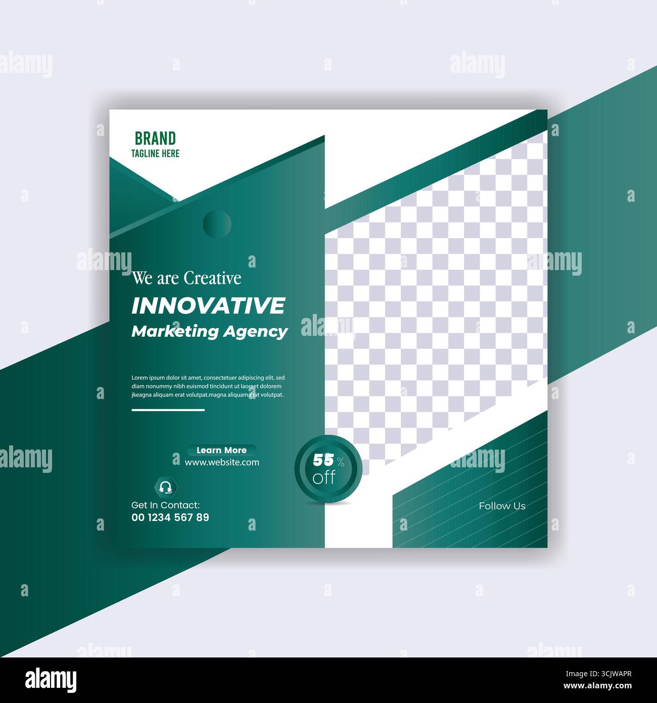 Design moderno di brochure per agenzie di marketing ecologiche con immagine segnaposto Illustrazione Vettoriale