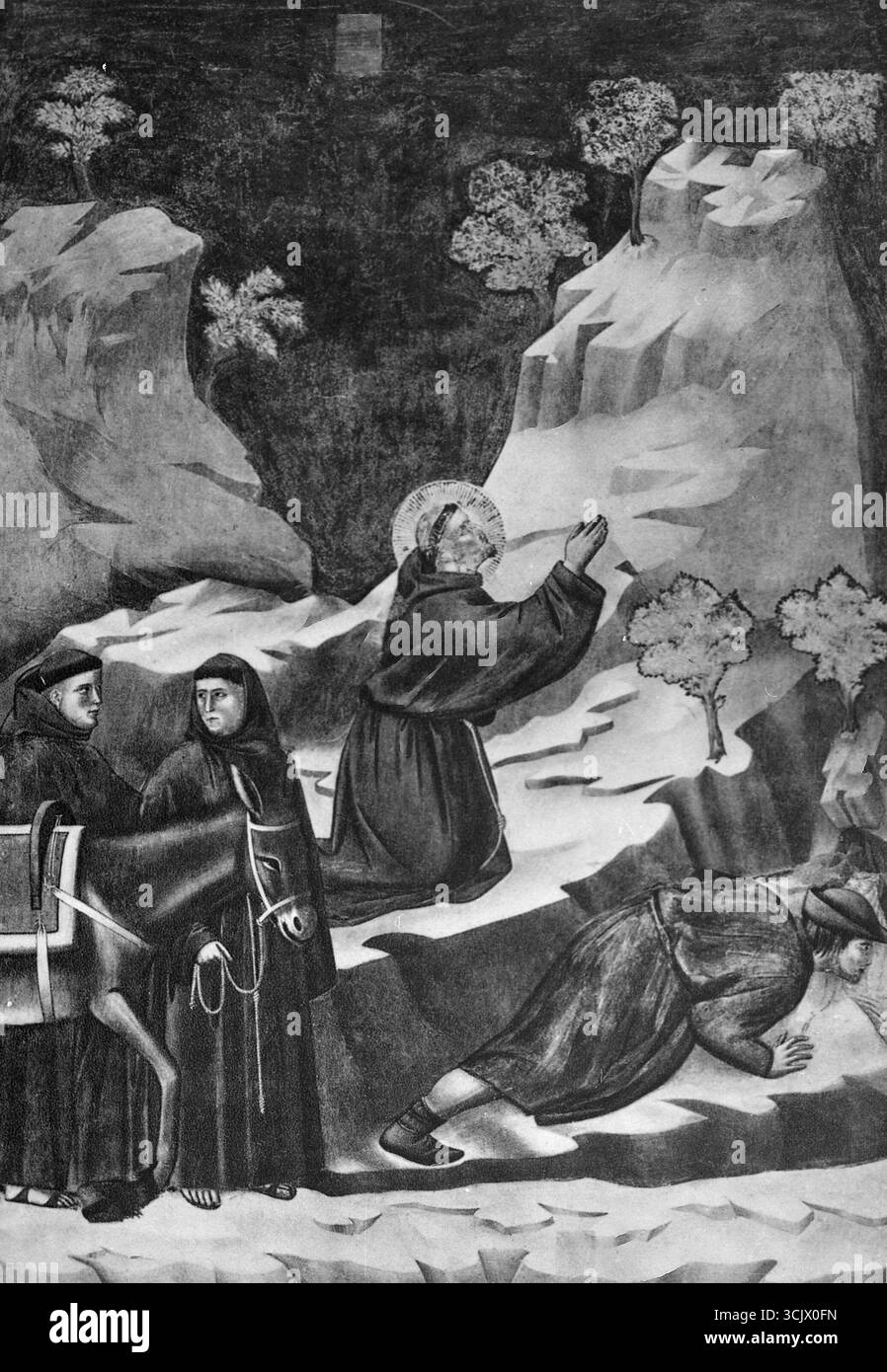 Miracolo di San Francesco della primavera, dipinto dell'artista italiano Giotto, Assisi, Italia anni '1200 Foto Stock